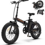 aostirmotor 500W Folding Electric Bike for Adults 20"×4" Fat Tire Electric Bike 36V 13AH Removable Lithium Battery Adult Electric Bicycles, 25MPH E Bike for Adults, Shimano 7 Speed Ebike