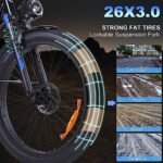 Electric Bike for Adults, 1200W Peak 30MPH Electric City Cruiser Bicycle, 26" x 3.0 Fat Tire Step-Thru Ebike with 48V 16AH/14.5AH Removable Battery, 7-Speed Folding Electric Commuter Bike - Image 4