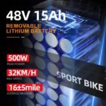 Toofly Foldable Electric Bike for Adult, 20MPH Speed & 20Miles Long Ranges, 500W Motor & 48V 15Ah Removable Battery, 14" Tires Folding E Bike Adults Electric Bicycle for Commuter Travel - Image 3