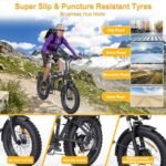 YVY Adult Electric Bike - Folding - 1000/2000W Brushless Motor - 48V 15/23Ah Removable Battery, Range 50-75 Mile, Max Speed 30/35MPH, 20"x4.0" Fat Tire, 7 Speeds, Hydraulic Suspension, Disc Brakes - Image 6