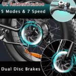 Electric Bike for Adults, 1000W Electric Bicycles, 48V/20Ah Removable Battery Electric Mountain Bike, UP to 31 MPH 70KM Long Range, 7 Speeds, 20"*4.0 Fat Tire Ebike - Image 4